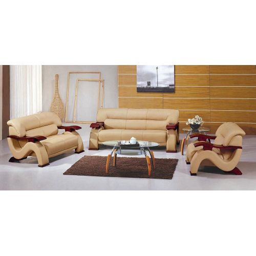Popular Of Contemporary Leather Sofa, Beige Color Leather Sofa Set